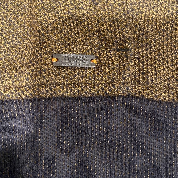 Boss by Hugo Boss zipper cardigan brown black trim large - Picture 3 of 6